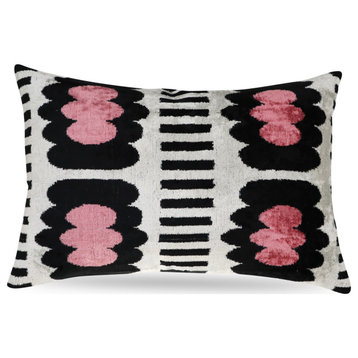 Canvello Decorative Pink Black White Throw Pillow, 16"x24"