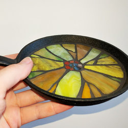 Repurposed iron skillet pan Kitchen Sunflower Decor - Coasters