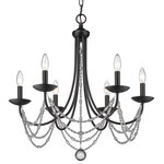 Golden Lighting - Mirabella 6 Light Chandelier Matte Black - Reminiscent of vintage Hollywood glamour, the Mirabella collection dresses the traditional home in high fashion. With graceful sweeping arms, the fixtures are available in a variety of finishes. Offered in multiple finishes, each piece is accessorized with drapes of crystal-clear glass beads.