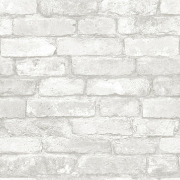 Grey and White Brick Peel and Stick Wallpaper Bolt