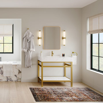 The Condesa Bathroom Vanity, Brushed Gold, 36", Single Sink, Freestanding