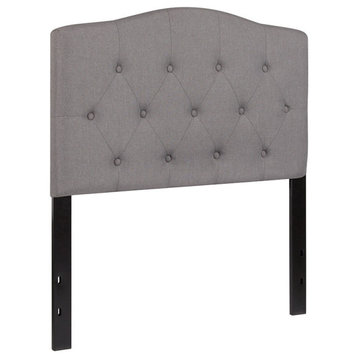 Cambridge Tufted Upholstered Twin Size Headboard, Light Gray Fabric