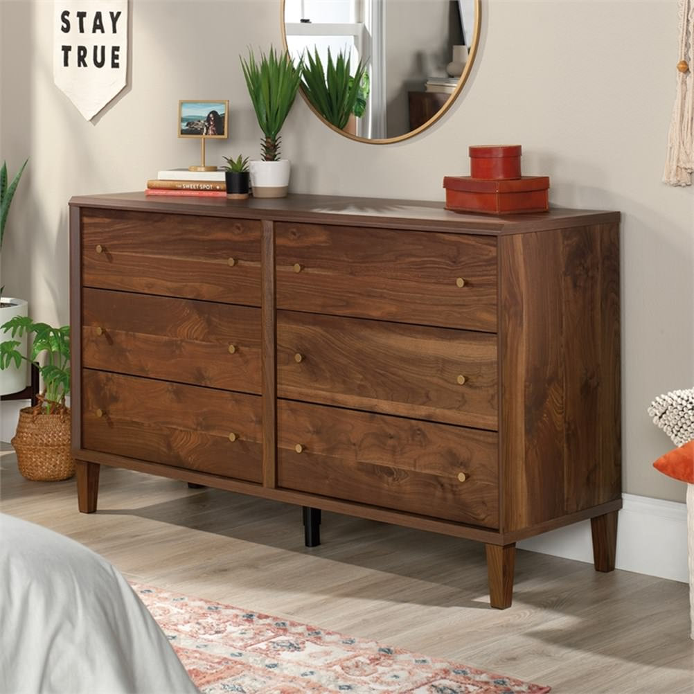 Pemberly Row Engineered Wood 6-Drawers Bedroom Dresser in Grand Walnut ...
