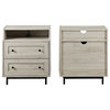 2-Drawer Bedroom Nightstand with USB in Natural Birch (Set of 2)