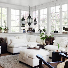 Eclectic sunroom / living room