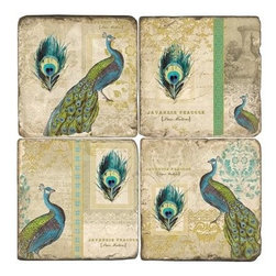 Peacock Collage Coaster Set - Coasters
