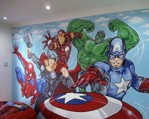 marvel avengers mural - themed bedroom marvel avengers mural - themed bedroom