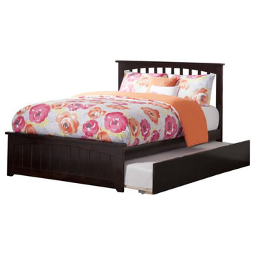 AFI Mission Solid Wood Full Bed and Footboard with Full Trundle in Espresso