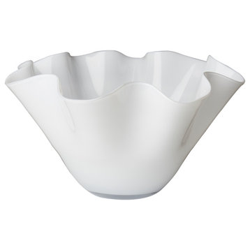 Large White Bowl With Wavy Top
