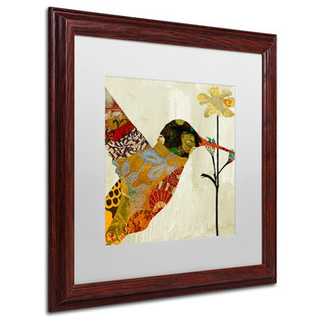 Color Bakery 'Hummingbird Brocade III' Art, Wood Frame, White Matte, 16"x16"