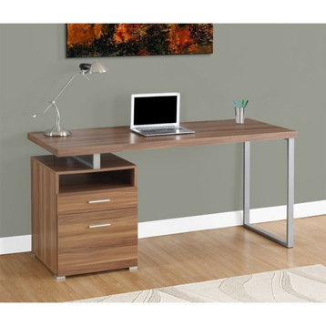 Computer Desk Home Office Laptop Storage Drawers 60"L Work Metal Walnut