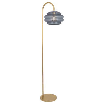 Robert Abbey Horizon 1 Light Floor Lamp, Modern Brass/Smoke Gray Glass