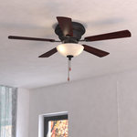 Vaxcel - Expo 42" Ceiling Fan Noble Bronze - The Expo 42 inch ceiling fan is an elegant close-to-ceiling fan that is perfect for living rooms, bedrooms , and other rooms that may have a low ceiling. The Expo features a noble bronze finish with a 153 x 10 mm motor with a 12 degree blade pitch. With a transitional silhouette, the Expo ceiling fan features 5 reversible dark bronze or driftwood MDF blades and elegantly simple housing. The Expo has a 42-inch blade sweep and a 5-blade design that delivers a distinct profile. The included LED bowl light kit offers bright illumination. Can be alternatively installed without the light kit.