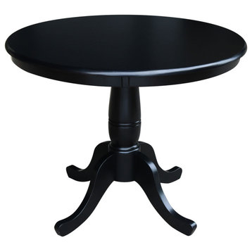 Round Top Pedestal Table, Black, 36"ch Round