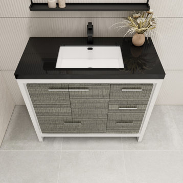 Dory 42" FreeStanding Bath Vanity With Reinforced Sink, High Gloss Ash Gray