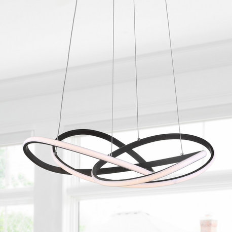 Alexia 25" Abstract Integrated LED Adjustable Pendant, Black