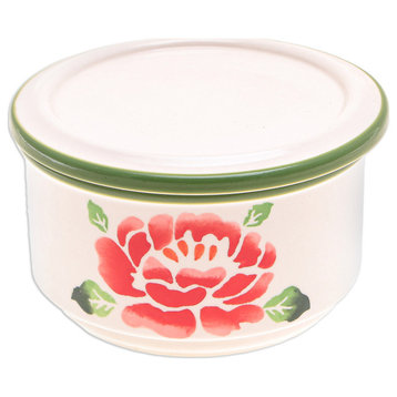 Novica Handmade Blooming Poppy Decorative Ceramic Box