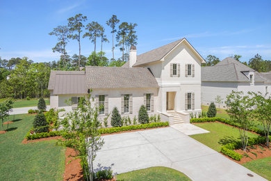 Example of a minimalist two-story house exterior design in New Orleans