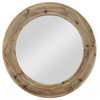 Decorative 34" Round Mirror With Wood Circle Frame, Rustic Wall Decor