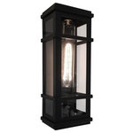 ArtCraft - ArtCraft SC13111BK Granger Square - 16" One Light Outdoor Wall Mount - The "Granger Street" collection of modern exterior lighting designed by S&C, has clear glassware which is frame in its precise linear frame. Shown in black and available in stainless steel. (Warranty on Exteriors lighting is 1 Year on premature paint defects and 21 Year against corrosion and we use corrosion resistant copper screws).  Shade Included: TRUE  Room Style: Exterior LightingGranger Square 16" One Light Outdoor Wall Sconce Black Clear Glass *UL Approved: YES *Energy Star Qualified: n/a  *ADA Certified: n/a  *Number of Lights: Lamp: 1-*Wattage:60w Medium Base bulb(s) *Bulb Included:No *Bulb Type:Medium Base *Finish Type:Black
