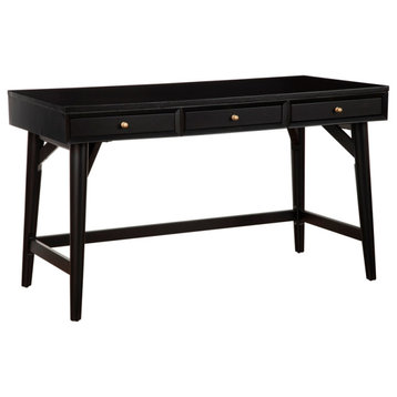 Alpine Furniture Flynn Large Wood 3 Drawer Desk in Black
