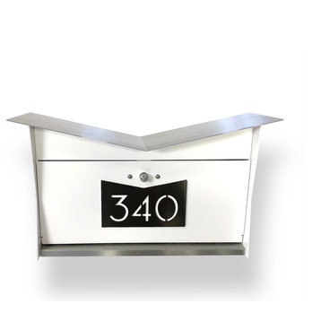 ButterFly Box: Contemporary, Modern, Wall-Mounted Mailbox in White and Black
