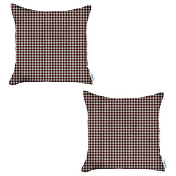 Set of 2 Red Houndstooth Pillow Covers