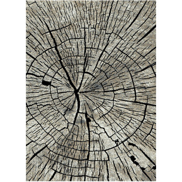 Denver Timber Gray Contemporary Area Rug, 5'3"x7'3"