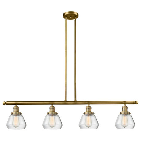 Fulton 4-Light Island Light, Clear Glass, Brushed Brass