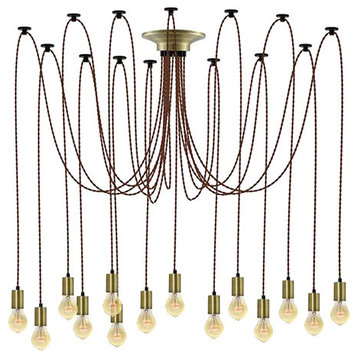 Brown And Antique Brass Swag Chandelier