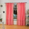 Pink  Tie Top  Sheer Sari Curtain / Drape / Panel   - 43W x 84L - Pair