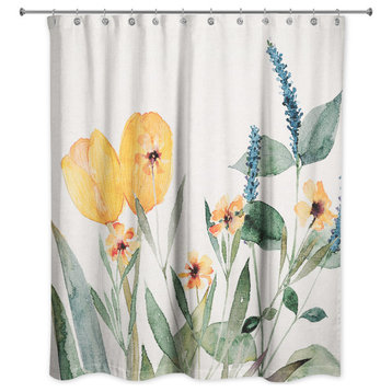 Watercolor Floral Set 1 71x74 Shower Curtain