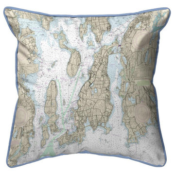 Narragansett Bay, Ri Nautical Map Small Corded Indoor/Outdoor Pillow 11X14
