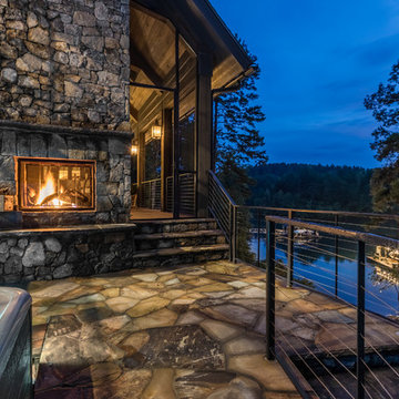 Lake Keowee Custom Home Outdoor Living Fireplace