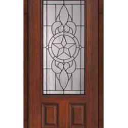 Home Single Door 80 Fiberglass Brazos 2 Panel 3/4 Lite Glass - Front Doors