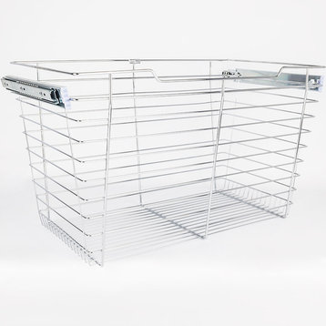 Hardware Resources POB1-142917 17" Tall Pull Out Wire Basket - Chrome