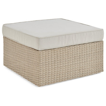 Canaan All-Weather Wicker Outdoor 26" Square Ottoman, Cushion