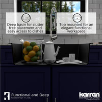 Karran Drop-In Quartz Composite 33" 1-Hole Single Bowl Kitchen Sink Kit, Black