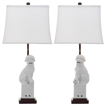 Safavieh Foo 28.5" High Dog Table Lamps, Set of 2, White