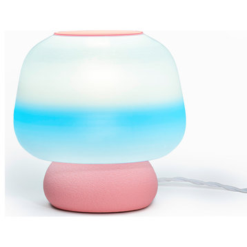 Mushroom 10" Plant-Based PLA Dimmable LED Table Lamp, Blue/White/Light Pink