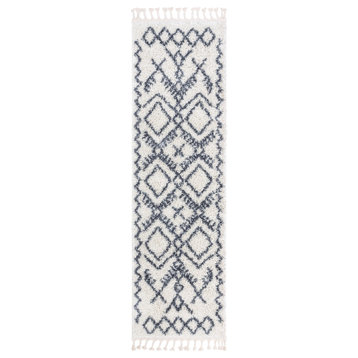 Well Woven Melody Chantico Moroccan Lattice Grey Plush Shag Area Rug, 2'7"x9'10"
