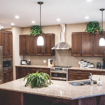 Custom kitchen with a large island
