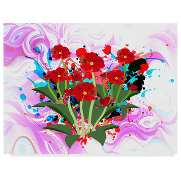 "Red Flowers" by Ata Alishahi, Canvas Art, 19"x14"