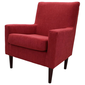 Modern Accent Chair, Removable Foam Seat Cushion and Track Arms, Marsala Red