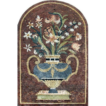 Floral Mediterranean Mosaic Art, 24"x35"
