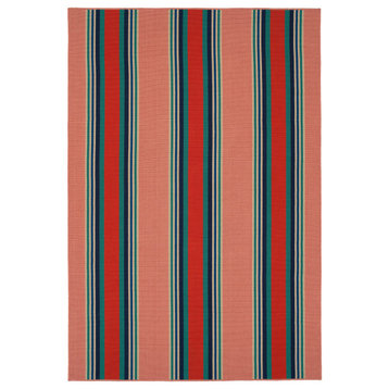 Kaleen Voavah Voa03-97 Striped Rug, Salmon, Coral, Teal, Sand, 4'0"x6'0"
