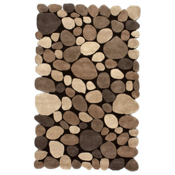 nuLOOM Hand Tufted Wool Pebbles Geometric Area Rug, Natural, 2'6"x6'