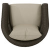 GDF Studio Dillard Outdoor Mix Brown Wicker Swivel Club Chair, Mix Khaki, Set of 2