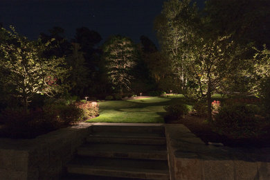Photo of a large traditional front yard landscaping in Boston.