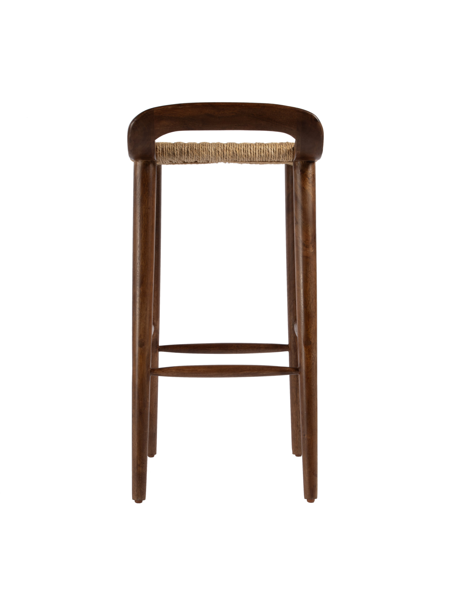 Luna 30 in. Seat Height Wood and Jute Woven Low Back Counter Stool ...